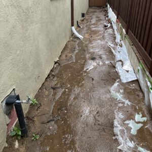 stucco masonry walkway before