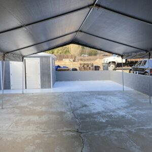 outdoor patio floor partially coated